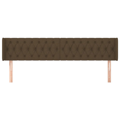 Hoofdbord Met Randen Stof 183 x 16 x 78/88 cm Donkerbruin