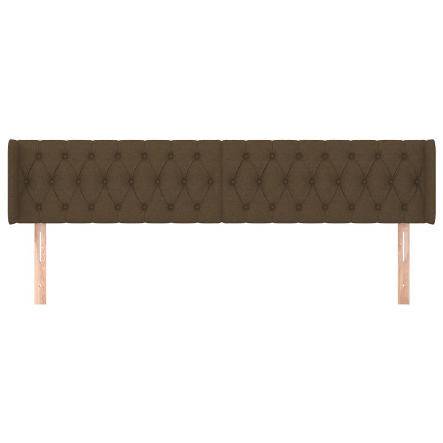 Hoofdbord Met Randen Stof 183 x 16 x 78/88 cm Donkerbruin