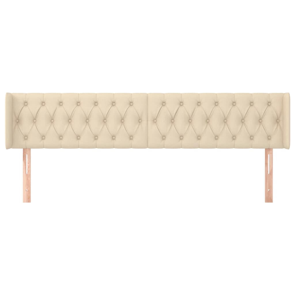 Hoofdbord Met Randen Stof Kleurig 183 x 16 x 78/88 cm Crème