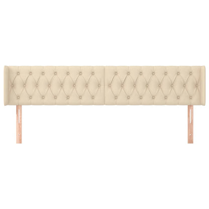 Hoofdbord Met Randen Stof Kleurig 183 x 16 x 78/88 cm Crème