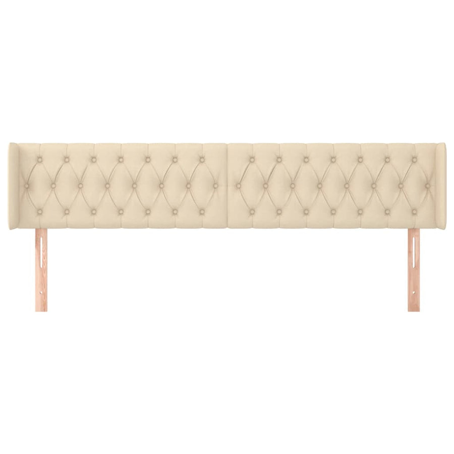 Hoofdbord Met Randen Stof Kleurig 183 x 16 x 78/88 cm Crème