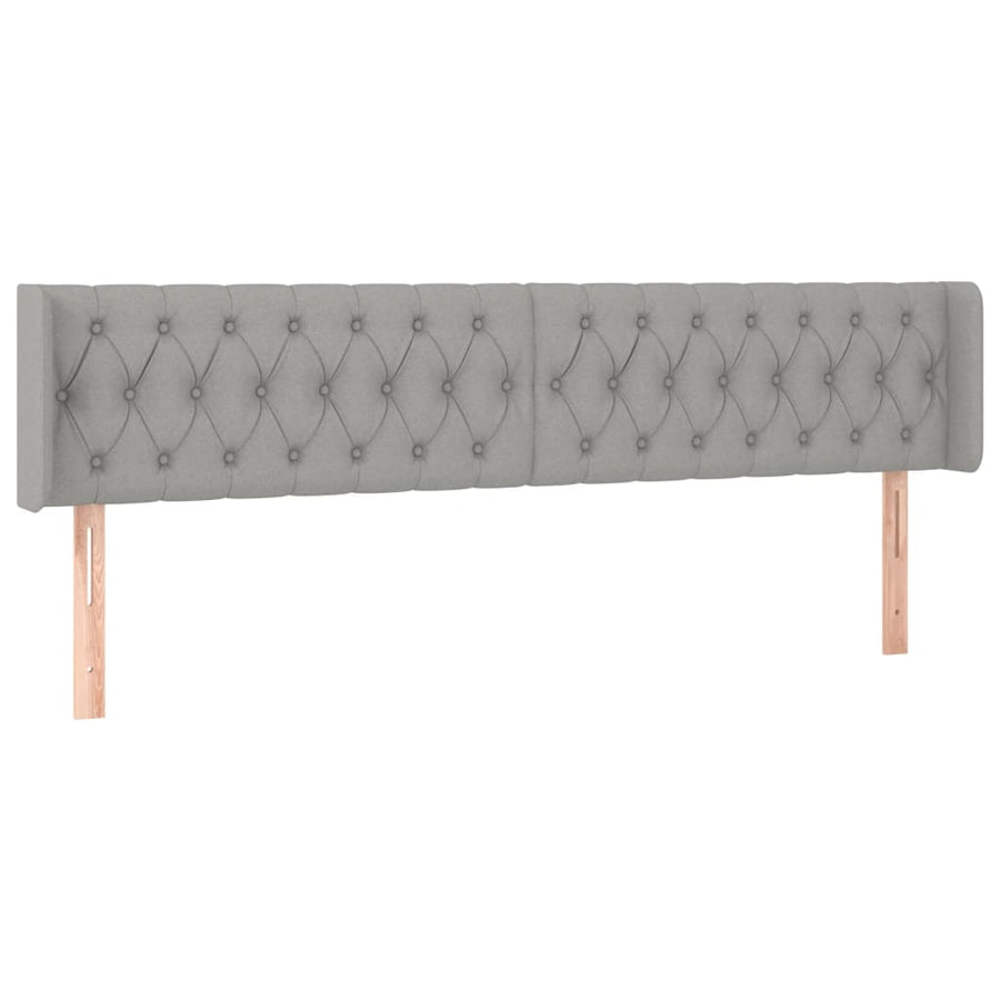 Hoofdbord Met Randen Stof 203 x 16 x 78/88 cm Lichtgrijs