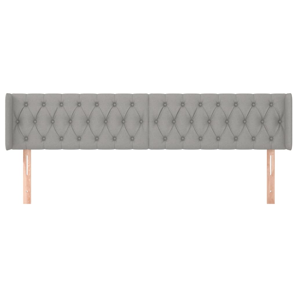 Hoofdbord Met Randen Stof 203 x 16 x 78/88 cm Lichtgrijs