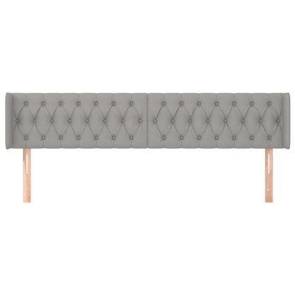 Hoofdbord Met Randen Stof 203 x 16 x 78/88 cm Lichtgrijs