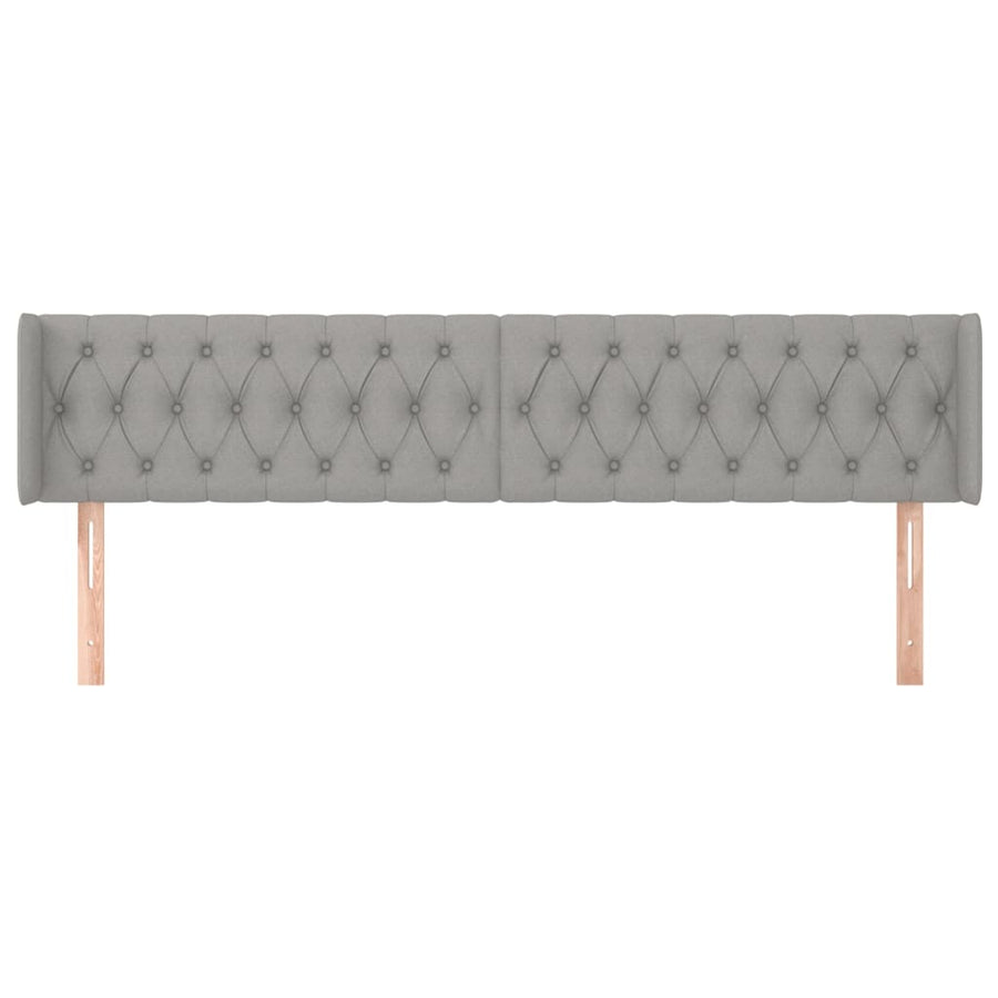 Hoofdbord Met Randen Stof 203 x 16 x 78/88 cm Lichtgrijs