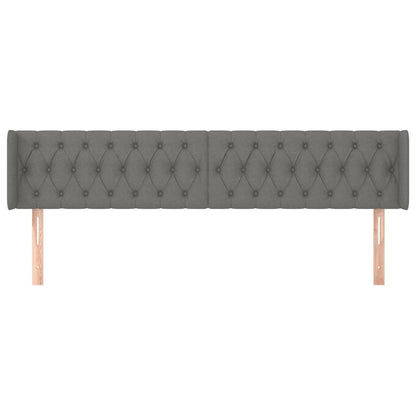 Hoofdbord Met Randen Stof 203 x 16 x 78/88 cm Donkergrijs