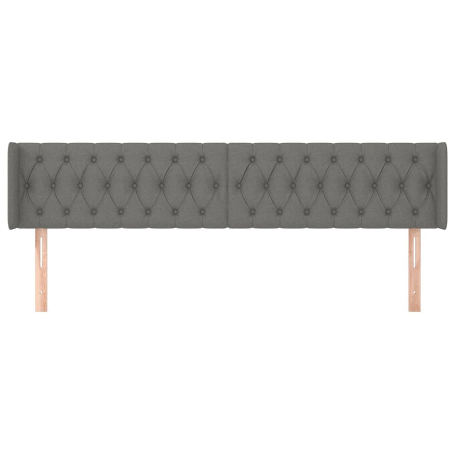 Hoofdbord Met Randen Stof 203 x 16 x 78/88 cm Donkergrijs