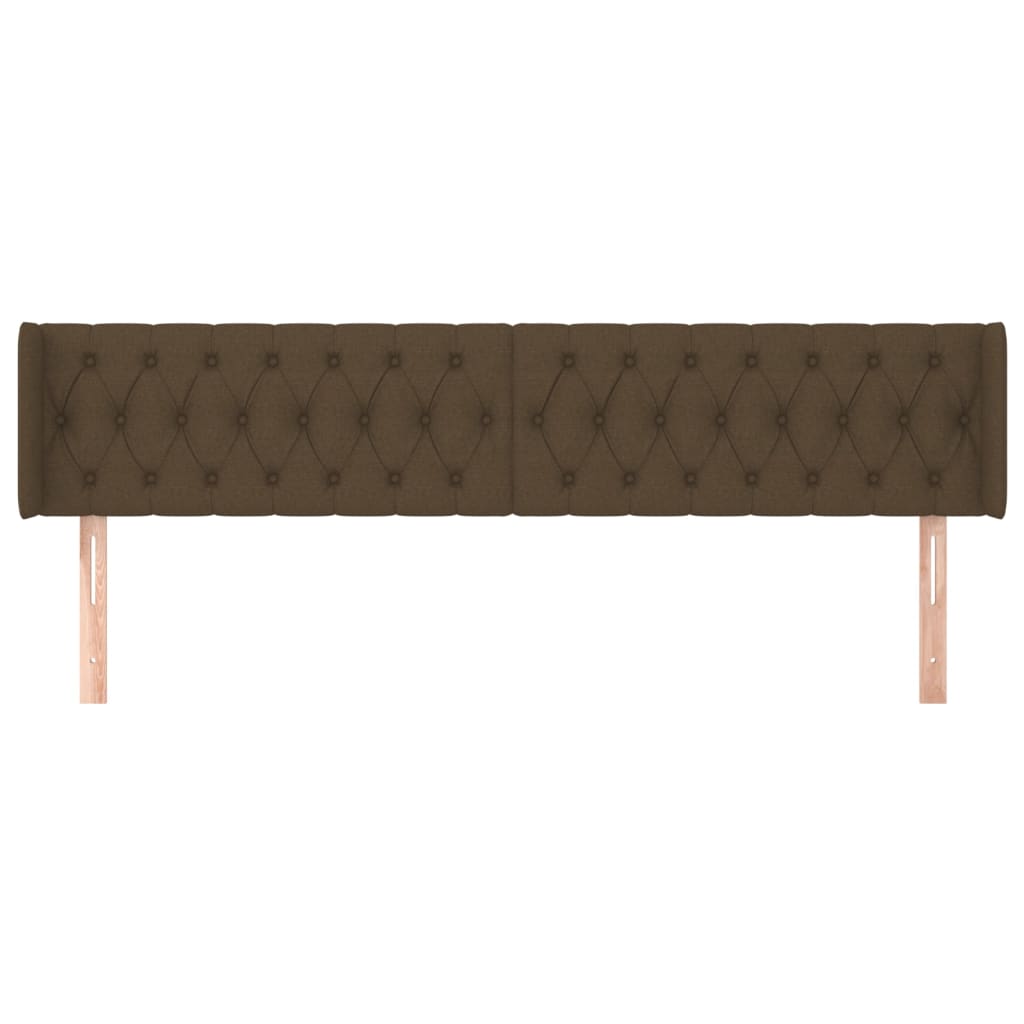 Hoofdbord Met Randen Stof 203 x 16 x 78/88 cm Donkerbruin