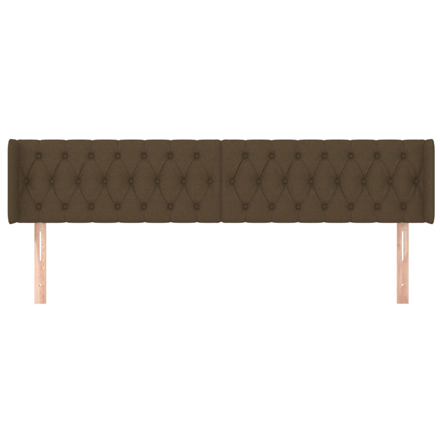 Hoofdbord Met Randen Stof 203 x 16 x 78/88 cm Donkerbruin
