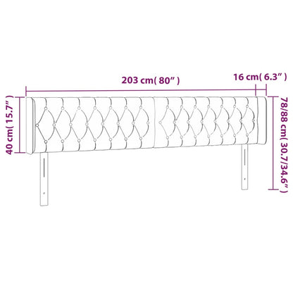 Hoofdbord Met Randen Stof 203 x 16 x 78/88 cm Taupe
