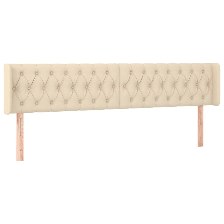Hoofdbord Met Randen Stof Kleurig 203 x 16 x 78/88 cm Crème