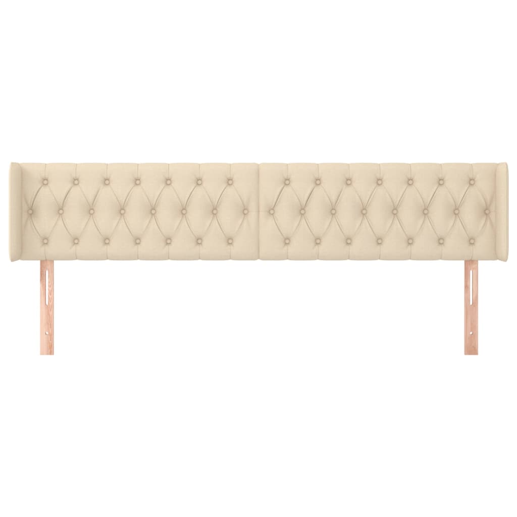 Hoofdbord Met Randen Stof Kleurig 203 x 16 x 78/88 cm Crème