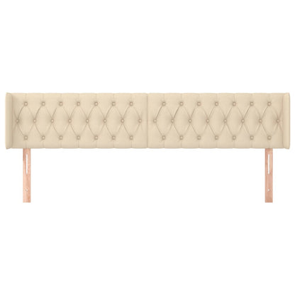 Hoofdbord Met Randen Stof Kleurig 203 x 16 x 78/88 cm Crème