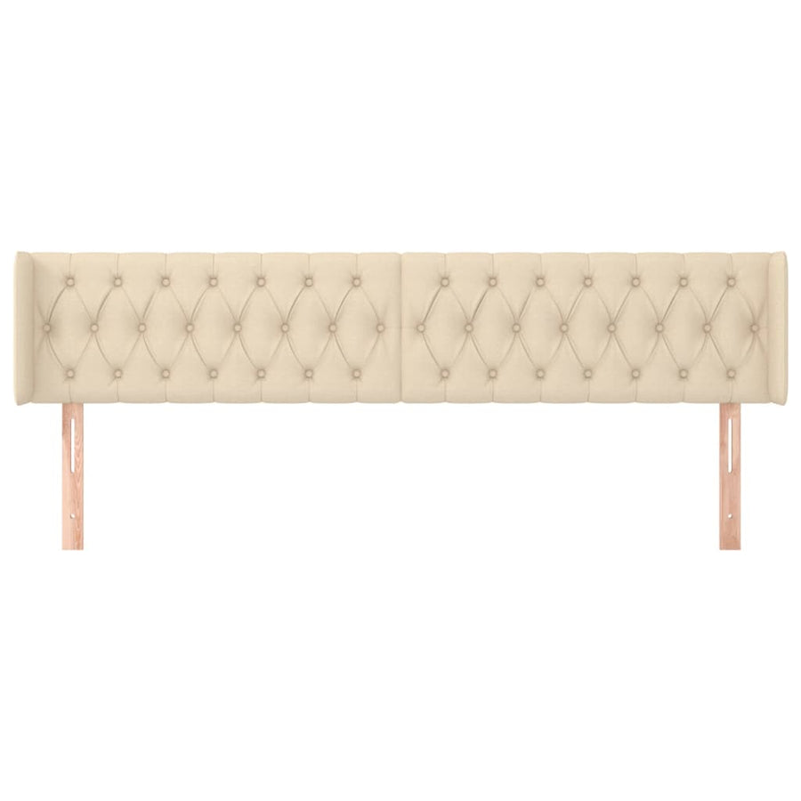 Hoofdbord Met Randen Stof Kleurig 203 x 16 x 78/88 cm Crème