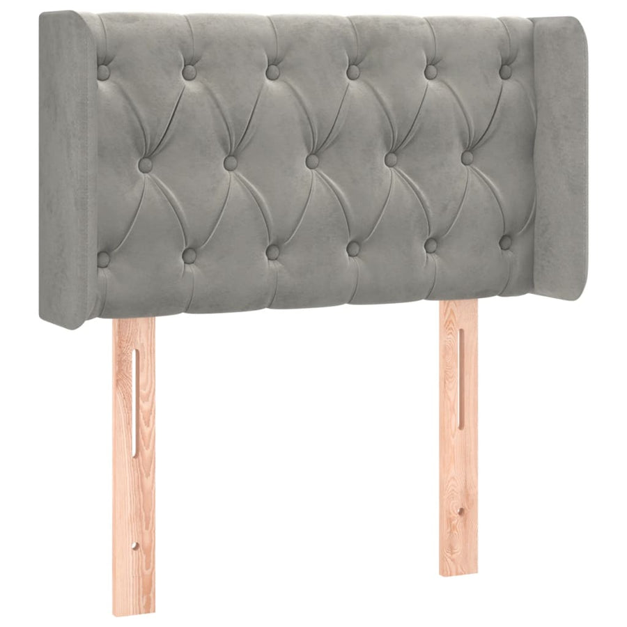Hoofdbord Met Randen Fluweel 83 x 16 x 78/88 cm Lichtgrijs