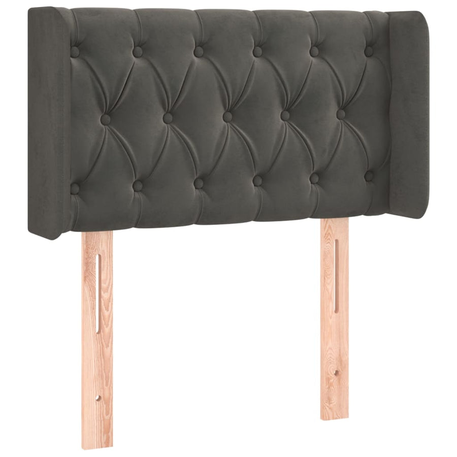 Hoofdbord Met Randen Fluweel 83 x 16 x 78/88 cm Donkergrijs