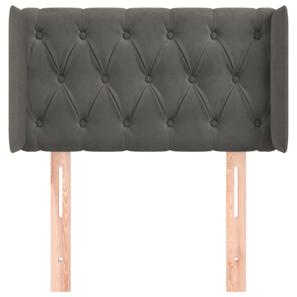Hoofdbord Met Randen Fluweel 83 x 16 x 78/88 cm Donkergrijs