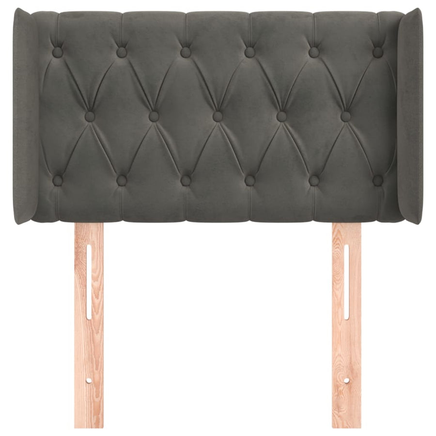 Hoofdbord Met Randen Fluweel 83 x 16 x 78/88 cm Donkergrijs