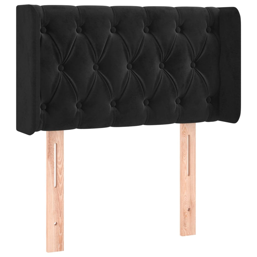 Hoofdbord Met Randen Fluweel 83 x 16 x 78/88 cm Zwart