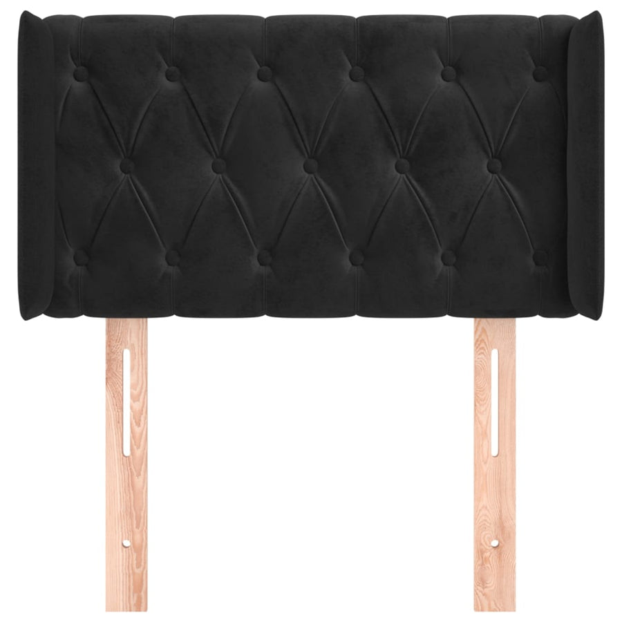 Hoofdbord Met Randen Fluweel 83 x 16 x 78/88 cm Zwart
