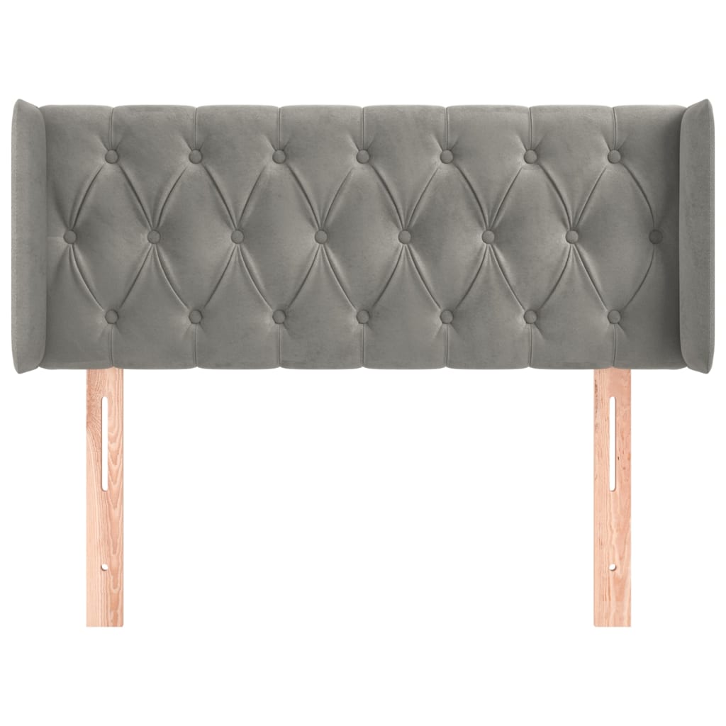 Hoofdbord Met Randen Fluweel 93 x 16 x 78/88 cm Lichtgrijs