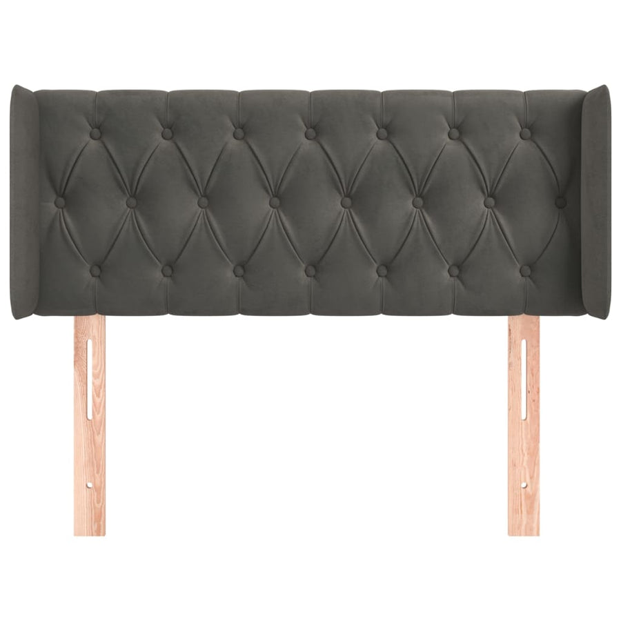Hoofdbord Met Randen Fluweel 93 x 16 x 78/88 cm Donkergrijs