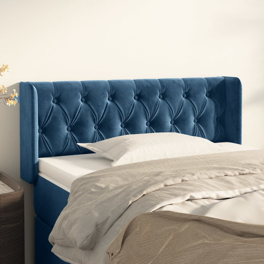 Hoofdbord Met Randen Fluweel 93 x 16 x 78/88 cm Donkerblauw