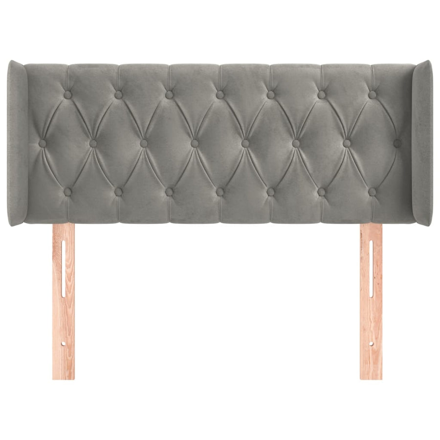 Hoofdbord Met Randen Fluweel 103 x 16 x 78/88 cm Lichtgrijs