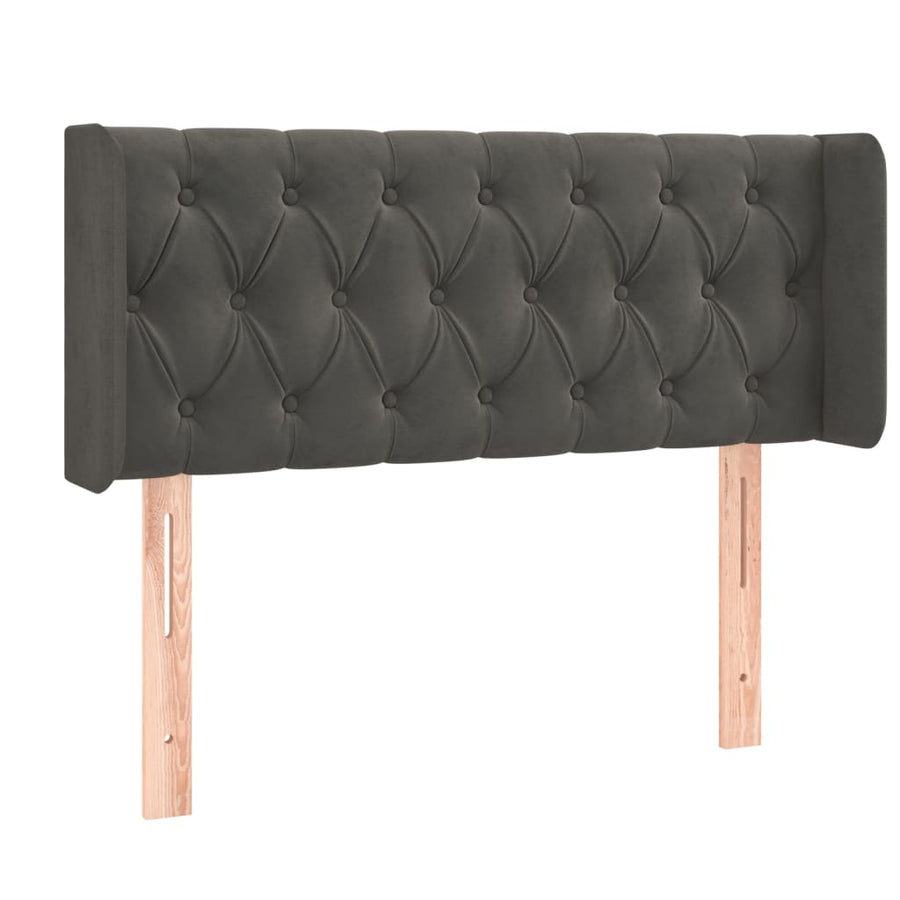 Hoofdbord Met Randen Fluweel 103 x 16 x 78/88 cm Donkergrijs