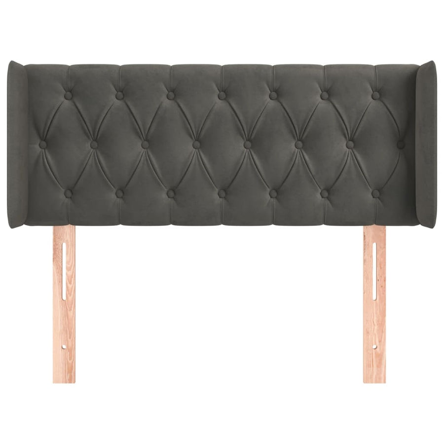 Hoofdbord Met Randen Fluweel 103 x 16 x 78/88 cm Donkergrijs