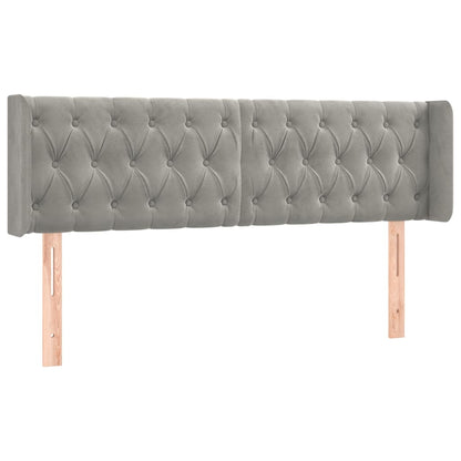 Hoofdbord Met Randen Fluweel 147 x 16 x 78/88 cm Lichtgrijs