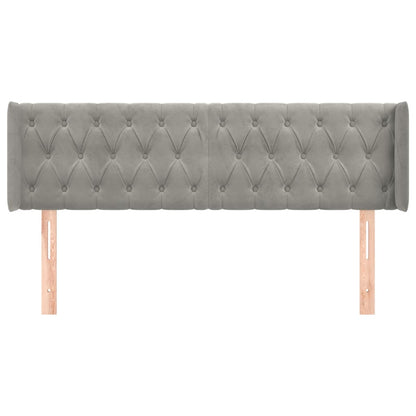 Hoofdbord Met Randen Fluweel 147 x 16 x 78/88 cm Lichtgrijs