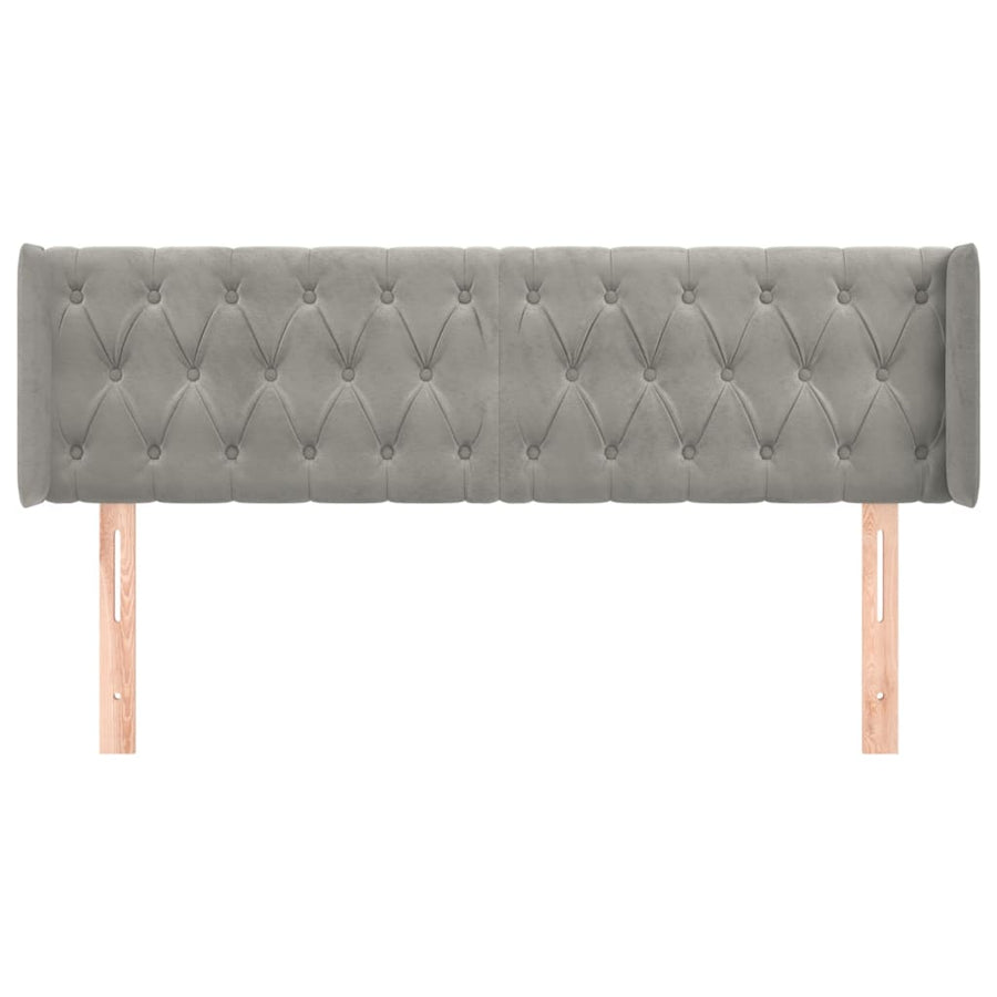 Hoofdbord Met Randen Fluweel 147 x 16 x 78/88 cm Lichtgrijs