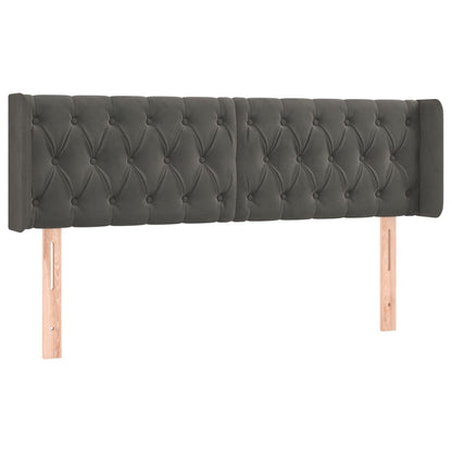 Hoofdbord Met Randen Fluweel 147 x 16 x 78/88 cm Donkergrijs