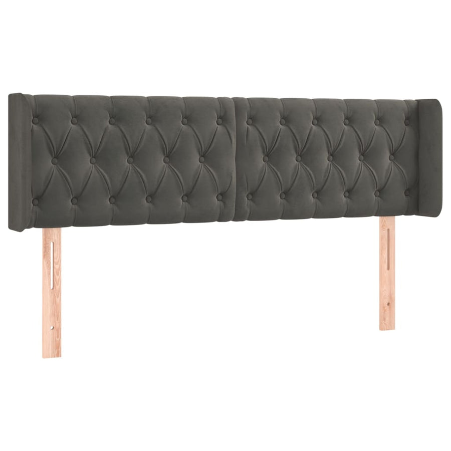 Hoofdbord Met Randen Fluweel 147 x 16 x 78/88 cm Donkergrijs