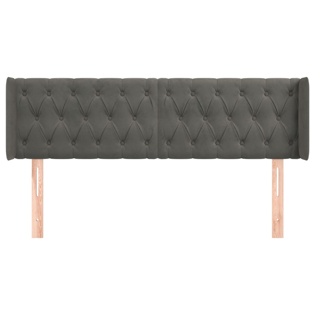 Hoofdbord Met Randen Fluweel 147 x 16 x 78/88 cm Donkergrijs