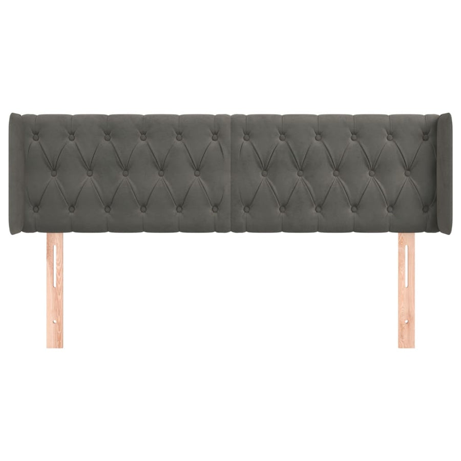 Hoofdbord Met Randen Fluweel 147 x 16 x 78/88 cm Donkergrijs