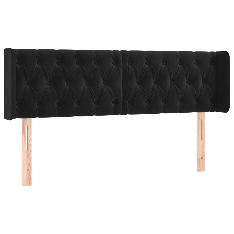 Hoofdbord Met Randen Fluweel 147 x 16 x 78/88 cm Zwart