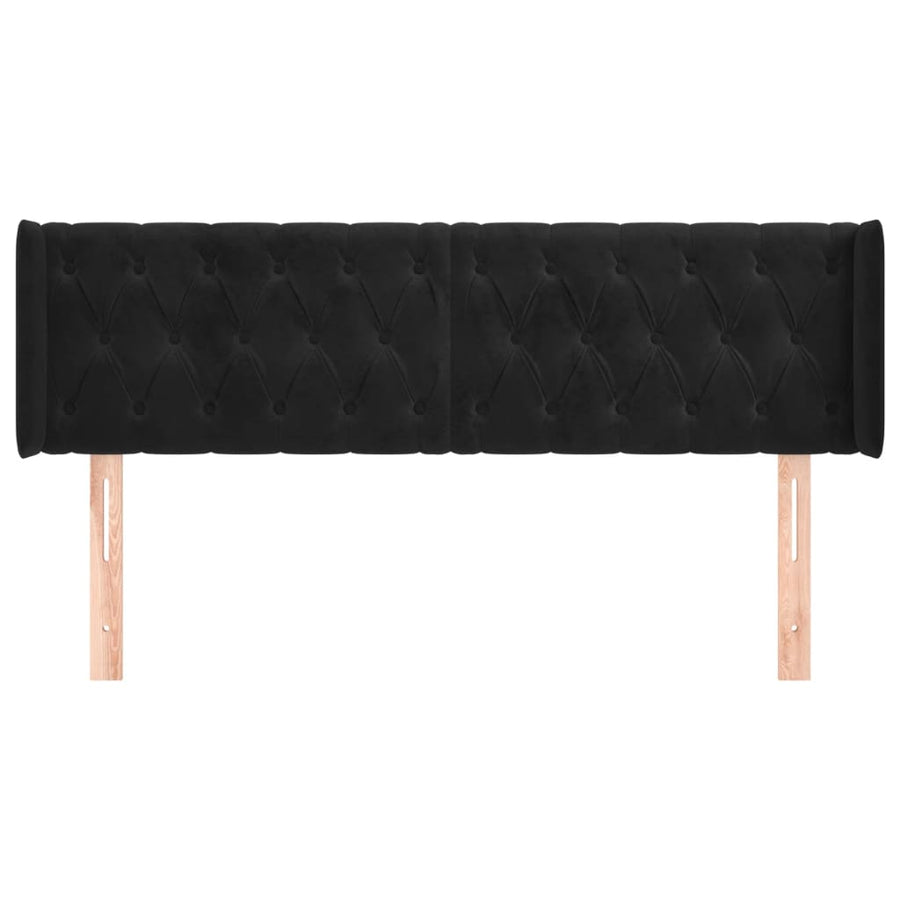 Hoofdbord Met Randen Fluweel 147 x 16 x 78/88 cm Zwart