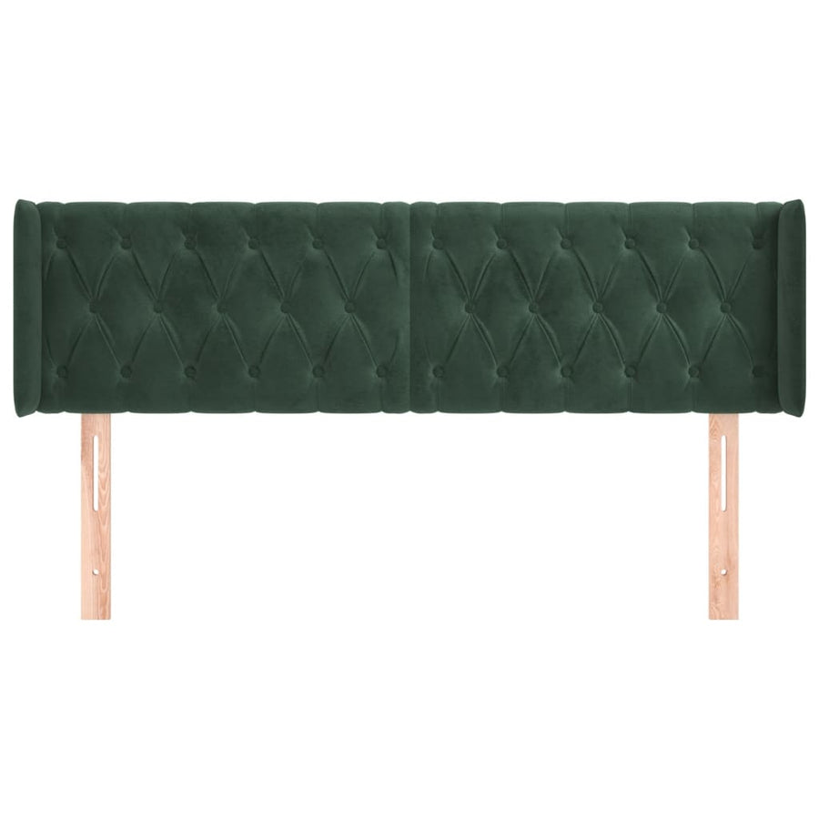 Hoofdbord Met Randen Fluweel 147 x 16 x 78/88 cm Donkergroen