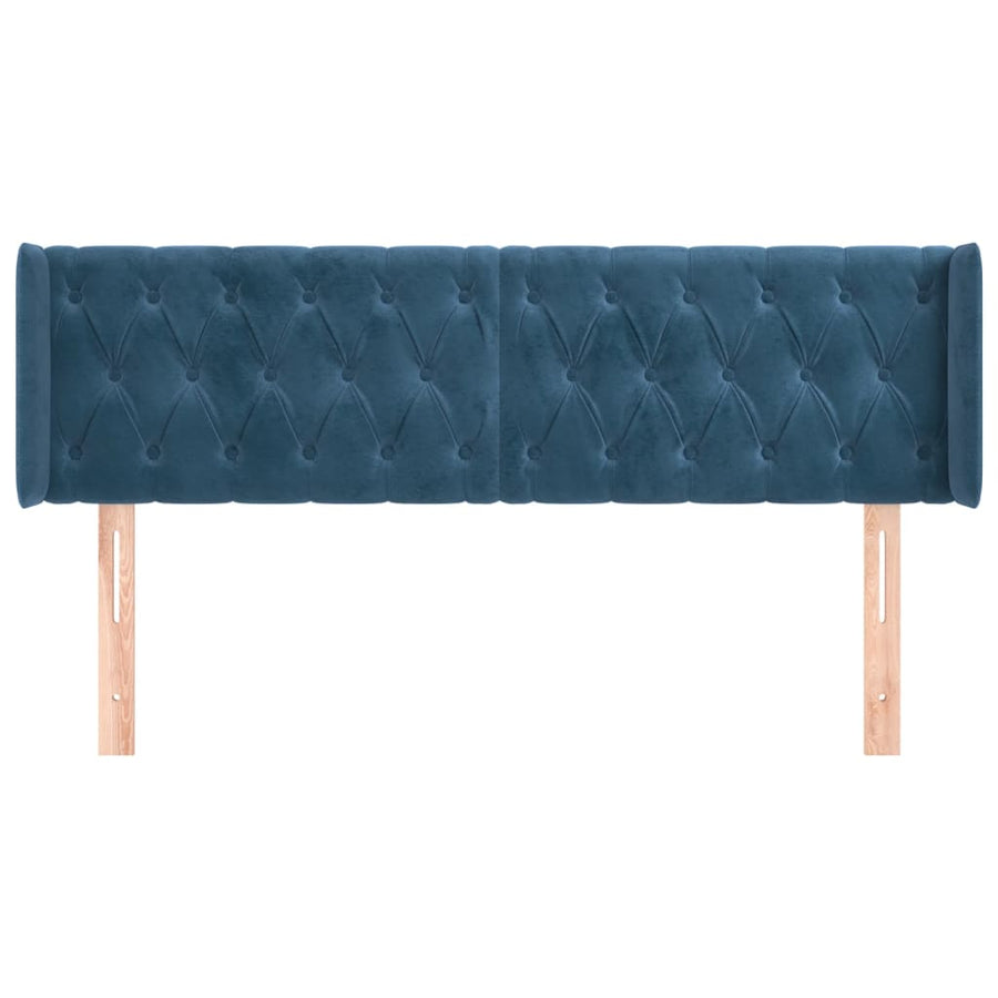 Hoofdbord Met Randen Fluweel 147 x 16 x 78/88 cm Donkerblauw