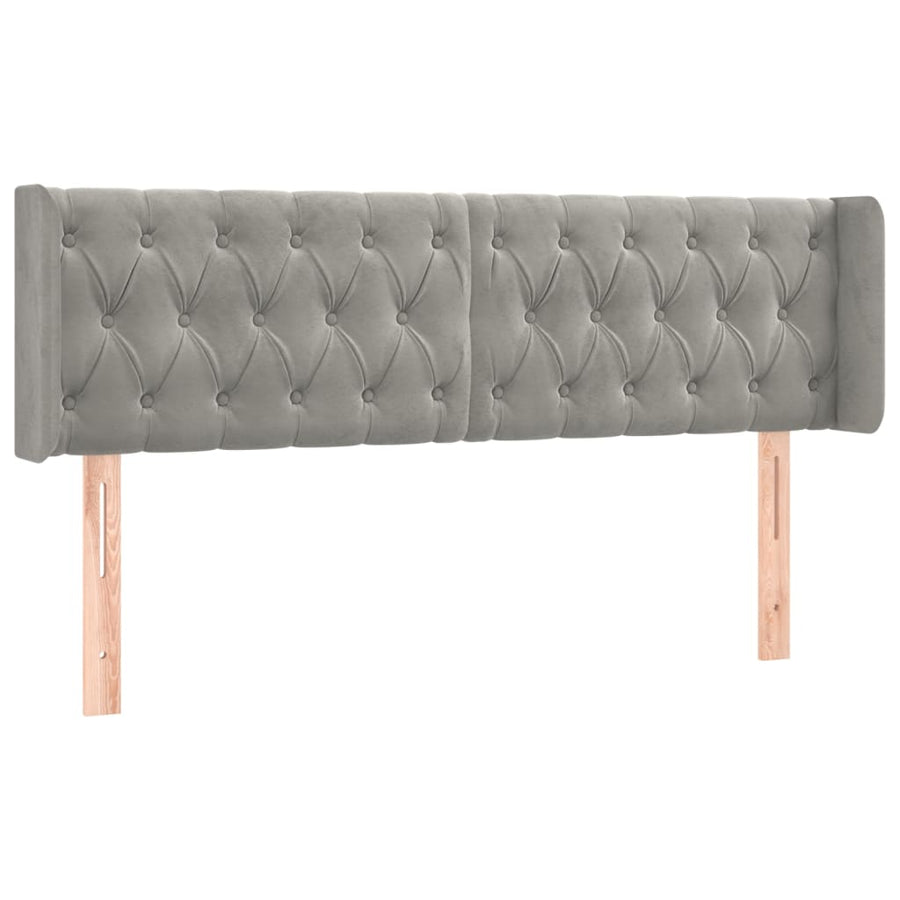 Hoofdbord Met Randen Fluweel 163 x 16 x 78/88 cm Lichtgrijs