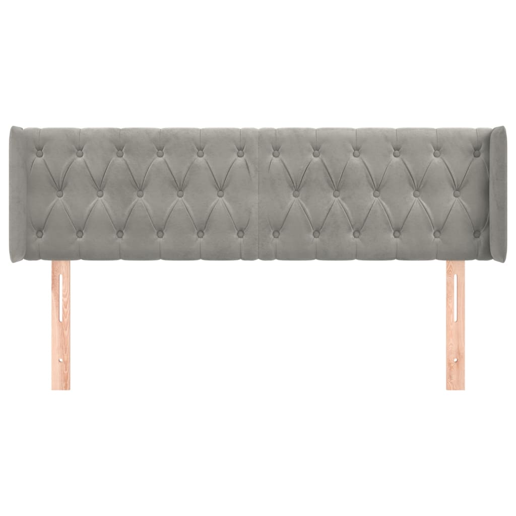 Hoofdbord Met Randen Fluweel 163 x 16 x 78/88 cm Lichtgrijs