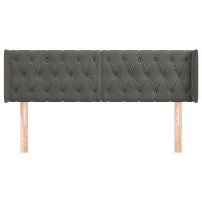 Hoofdbord Met Randen Fluweel 163 x 16 x 78/88 cm Donkergrijs