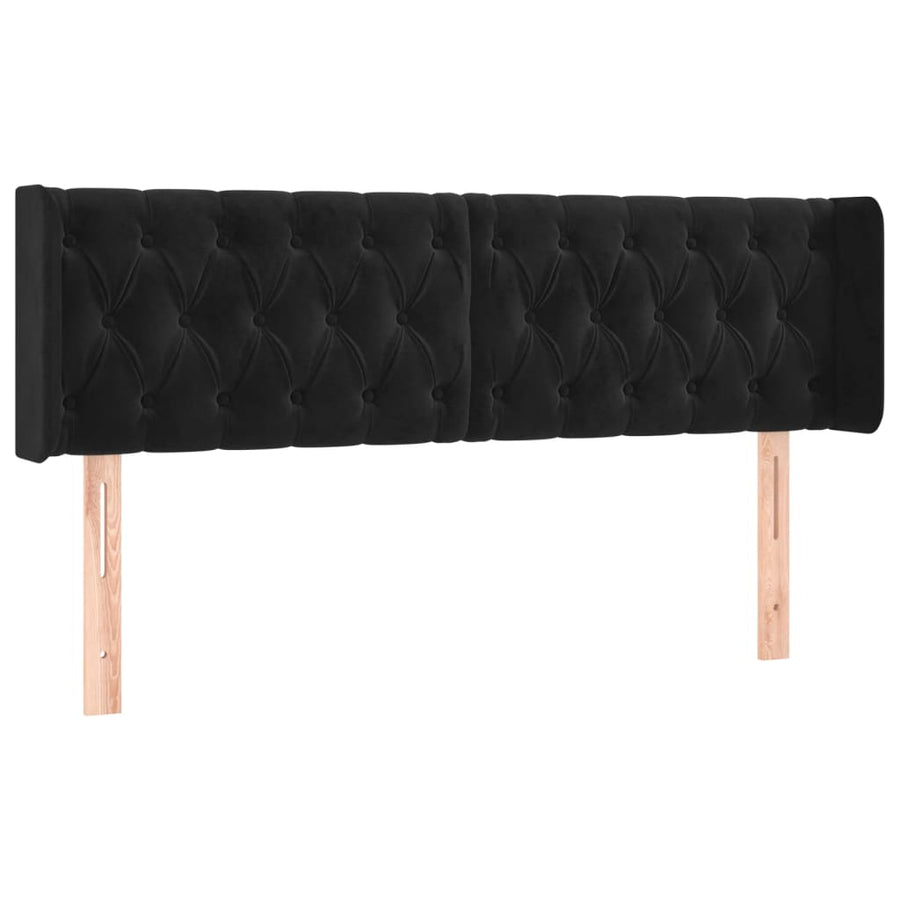 Hoofdbord Met Randen Fluweel 163 x 16 x 78/88 cm Zwart