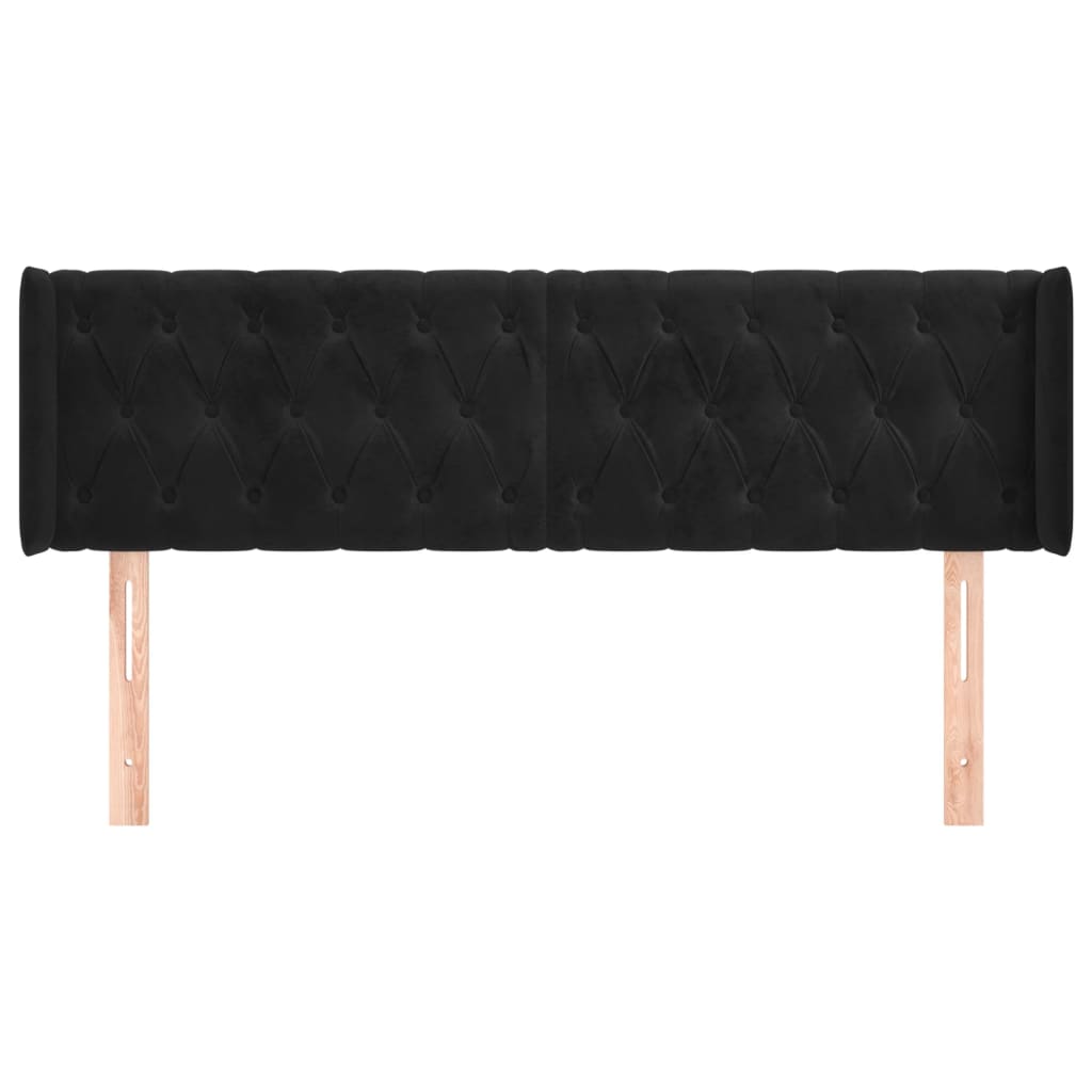 Hoofdbord Met Randen Fluweel 163 x 16 x 78/88 cm Zwart