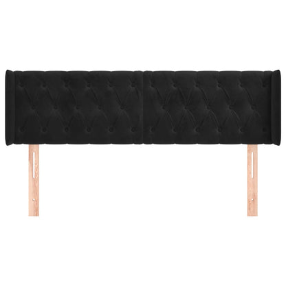 Hoofdbord Met Randen Fluweel 163 x 16 x 78/88 cm Zwart