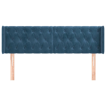 Hoofdbord Met Randen Fluweel 163 x 16 x 78/88 cm Donkerblauw