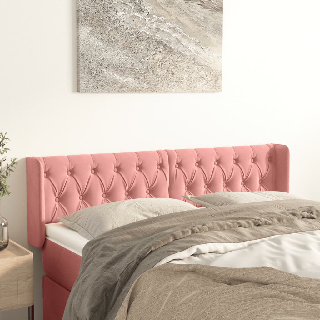 Hoofdbord Met Randen Fluweel 1 163 x 16 x 78/88 cm Roze