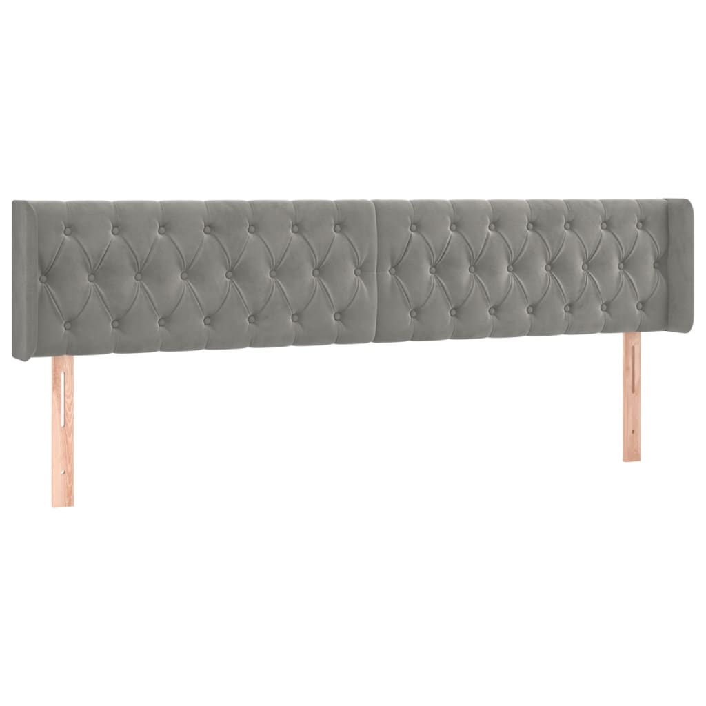Hoofdbord Met Randen Fluweel 183 x 16 x 78/88 cm Lichtgrijs